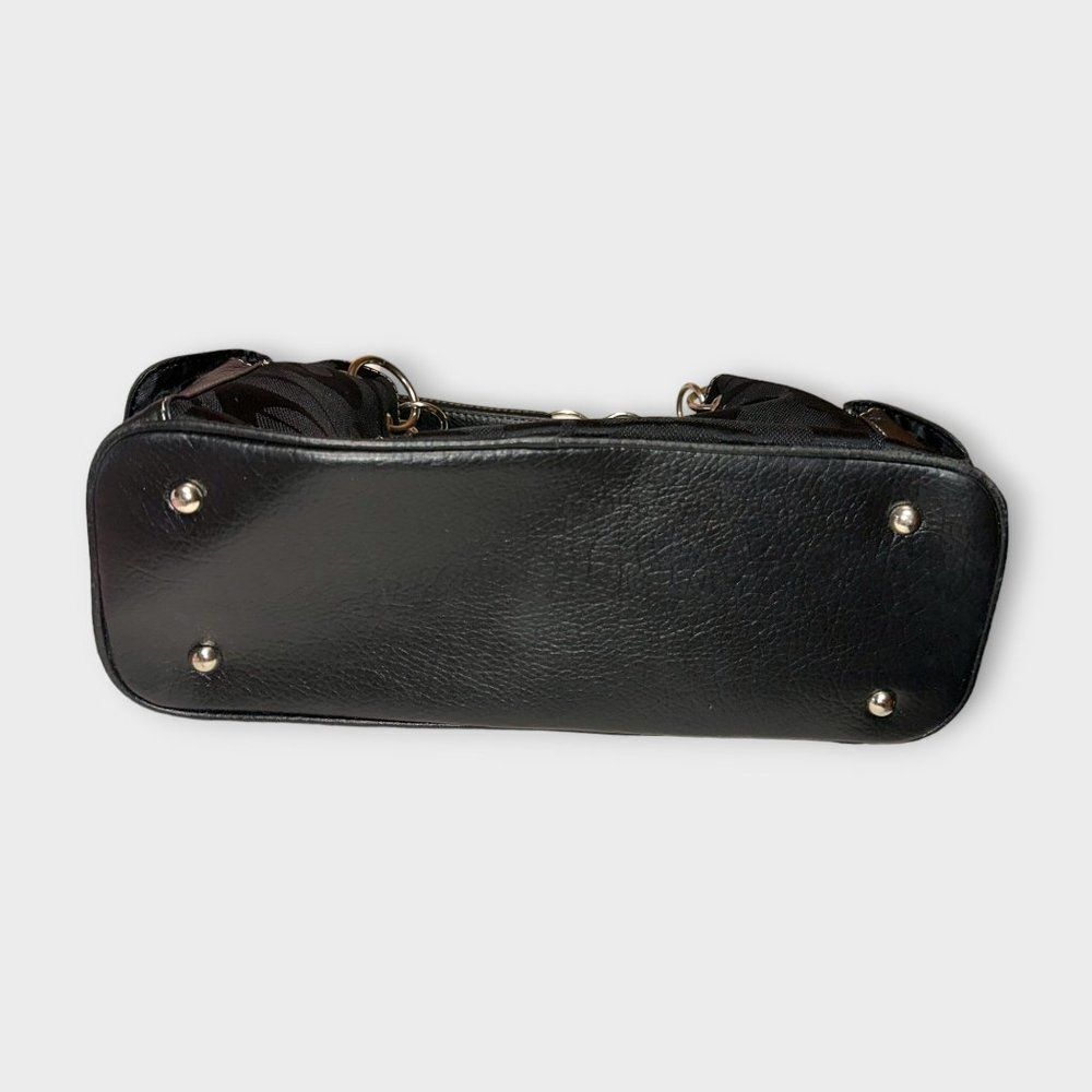 Zebra Striped Block Pattern Shoulder Bag Black an… - image 7